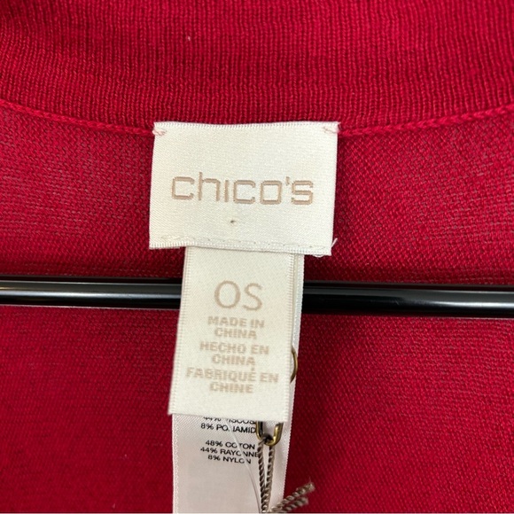 NWT Chico's Red Shadow Stripe Ruana Shawl/Covering Long Cardigan Sweater O/S - Picture 10 of 13